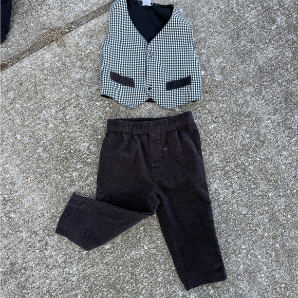 Vintage Y2K 90s Corduroy Houndstooth Vest Pants Suit Set Size 24 Months - Picture 3 of 6